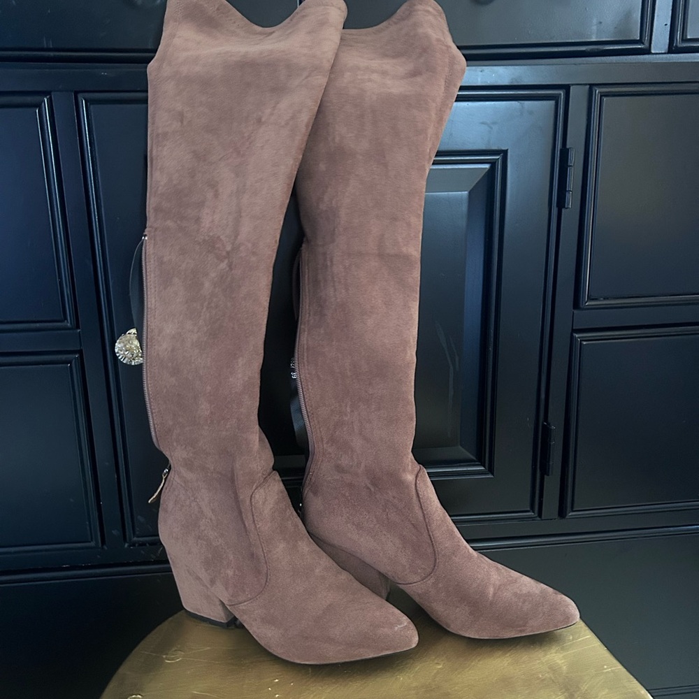 Suede knee high boots